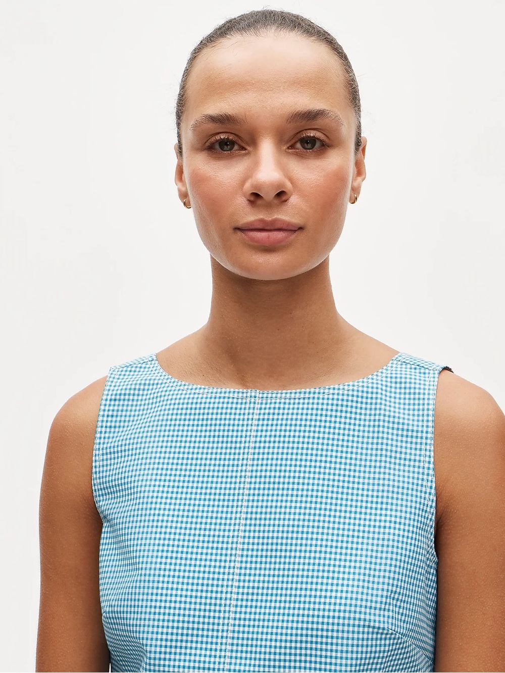 J. Crew Blue Sleeveless Gingham Mini Shift Dress - Picture 2 of 6